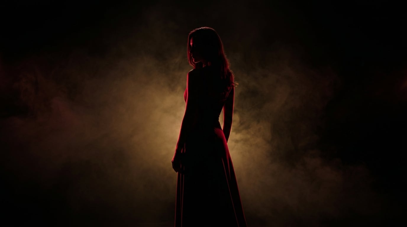 Elegant silhouette in dramatic light